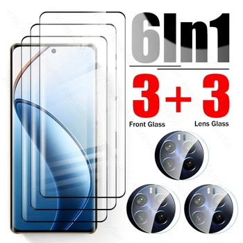 HD 강화 유리 커브드 화면 보호 케이스, Realme 12 Pro + Pro Plus 5G 2024 RMX3840 6.7 인치 카메라 보호 유리, 6 in 1 