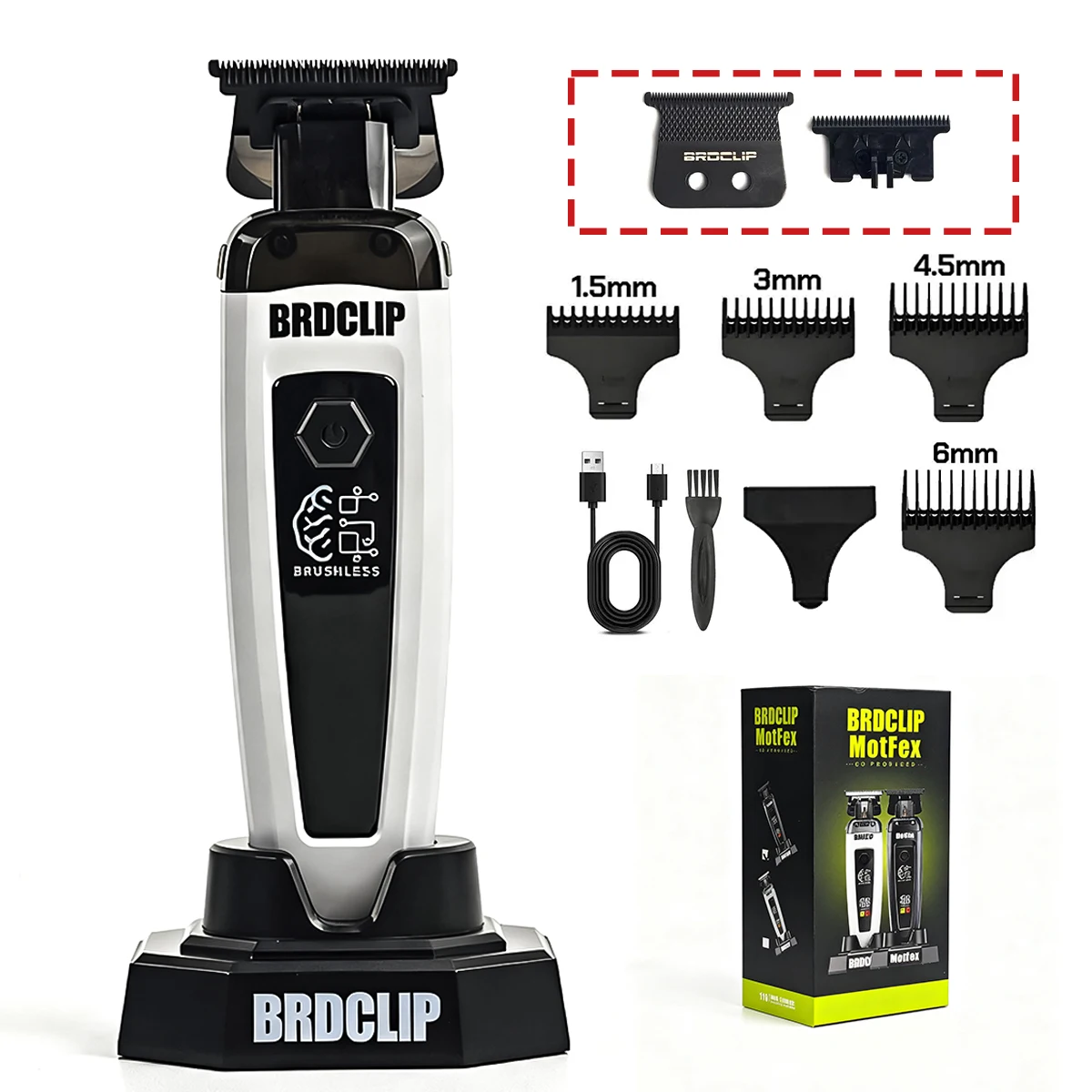 BRDCLIP 7500 RPM Borstelloze Motor Professionele Tondeuse Kapper Haar Snijmachine Kit Salon Tondeuse voor Mannen 106 078