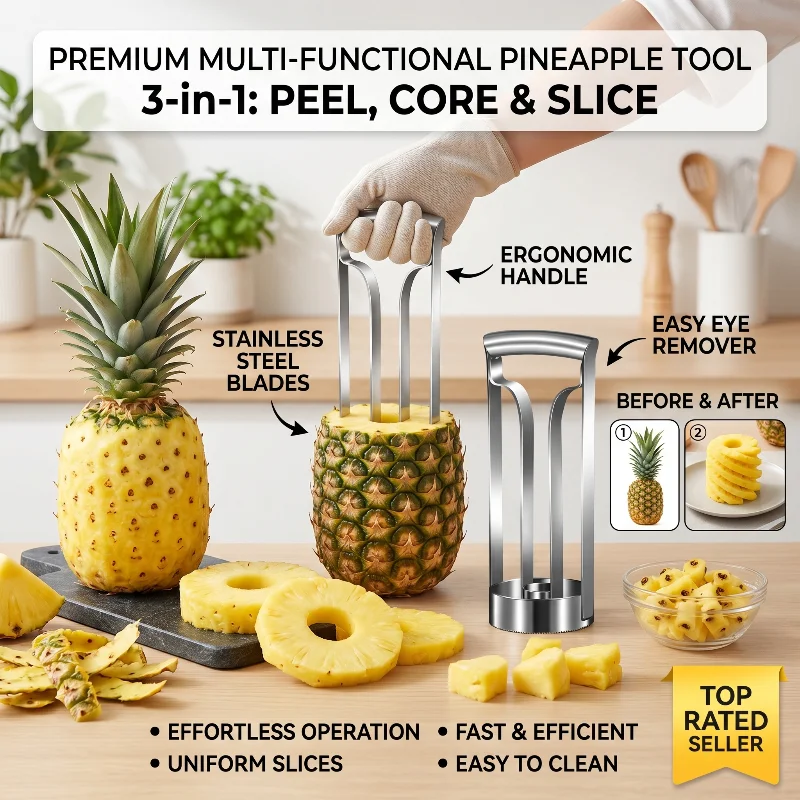 Pineapple Corer Slicer - 高品質キッチンフルーツガジェットステンレス鋼パイナップルコアラーナイフアイピーラースライサーコアラーピーリングパイナップルナイフカッター