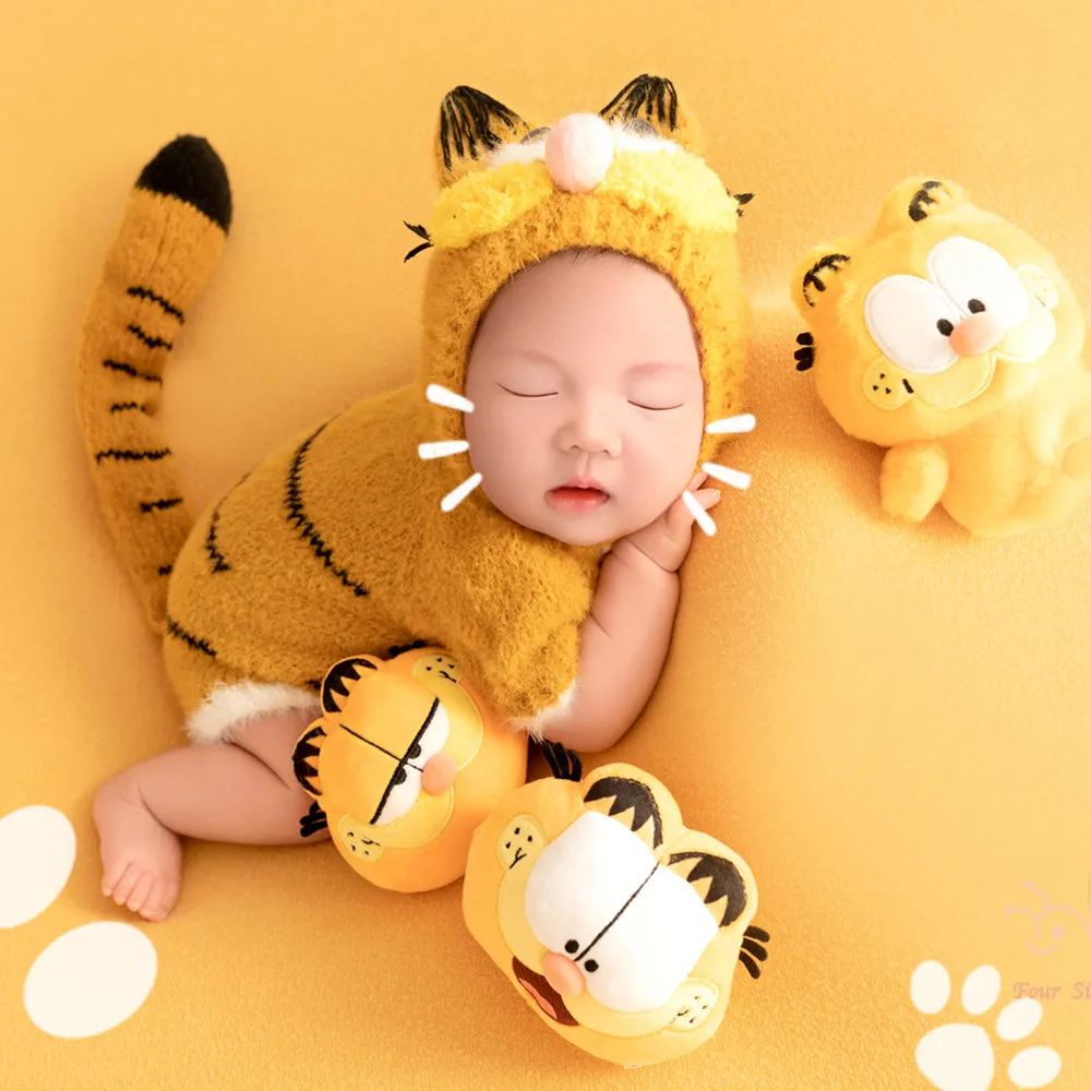 ❤️Newborn Photography Clothing Knit Hat+Jumpsuit+Tail 3Pcs/set Studio Baby Photo Props Accessories Clothes Outfits Fotografia