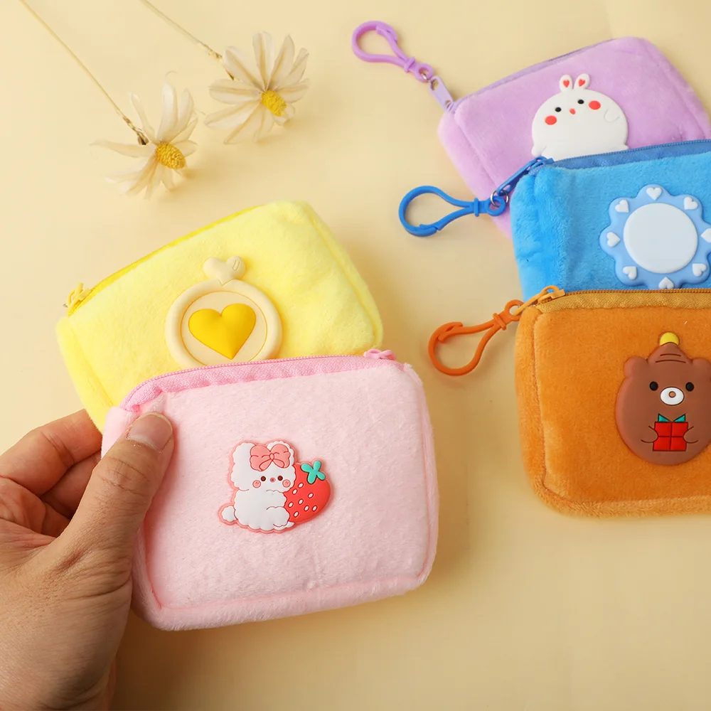 Monedero de felpa bonito, Mini billetera de animales de dibujos animados para niñas y niños, llavero portátil, bolsa de dinero de bolsillo para niños, regalo para estudiantes