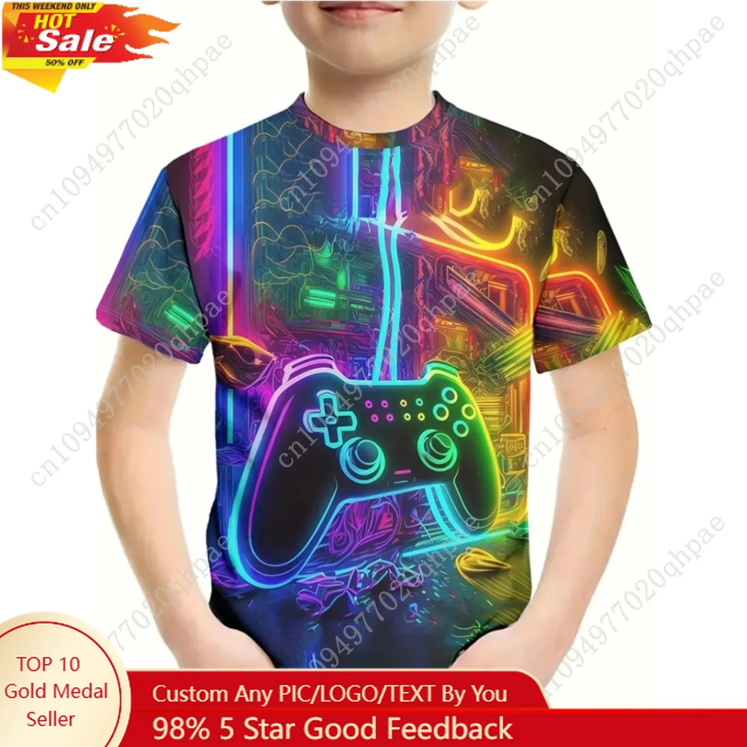 Футболка для мальчика, геймпад с 3D принтом