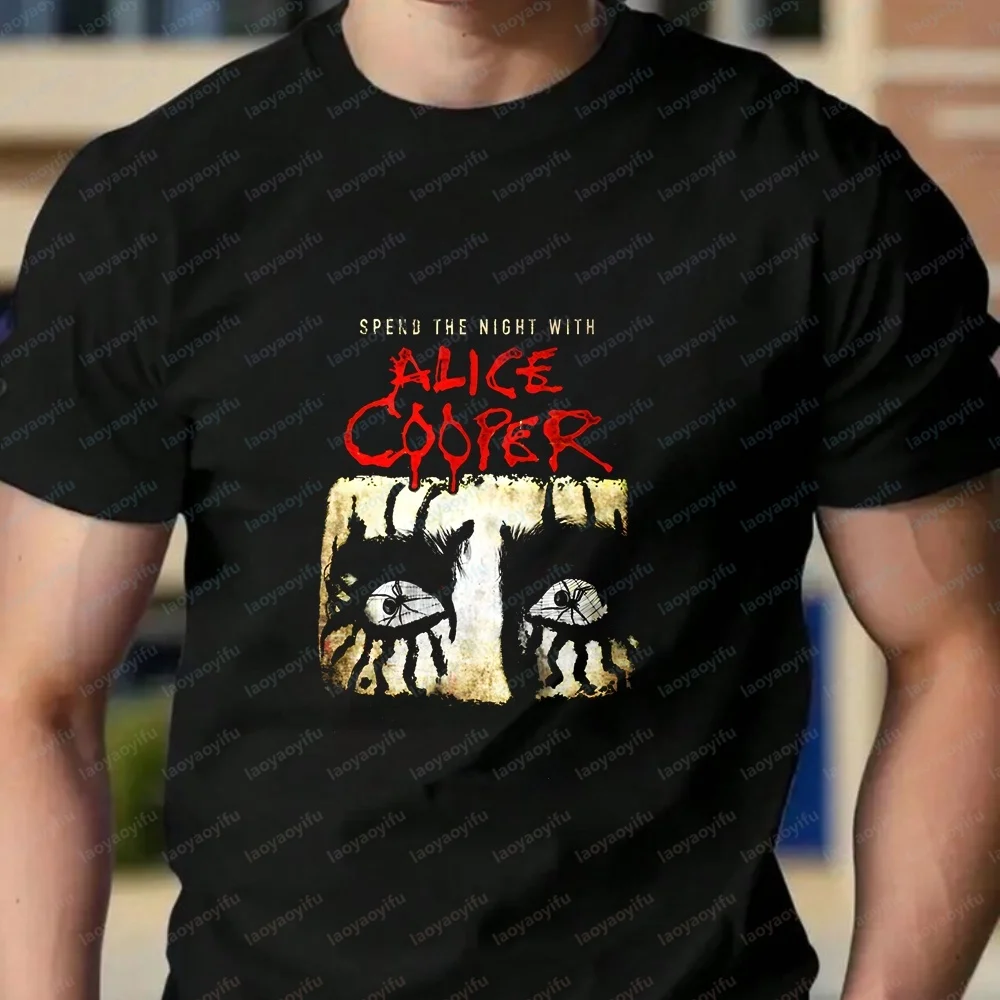 Retro Alice Cooper Printed T-shirt, Casual Short-sleeved Shirt Suitable for Both Men and Women, Comfortable T-shirt - view 6
