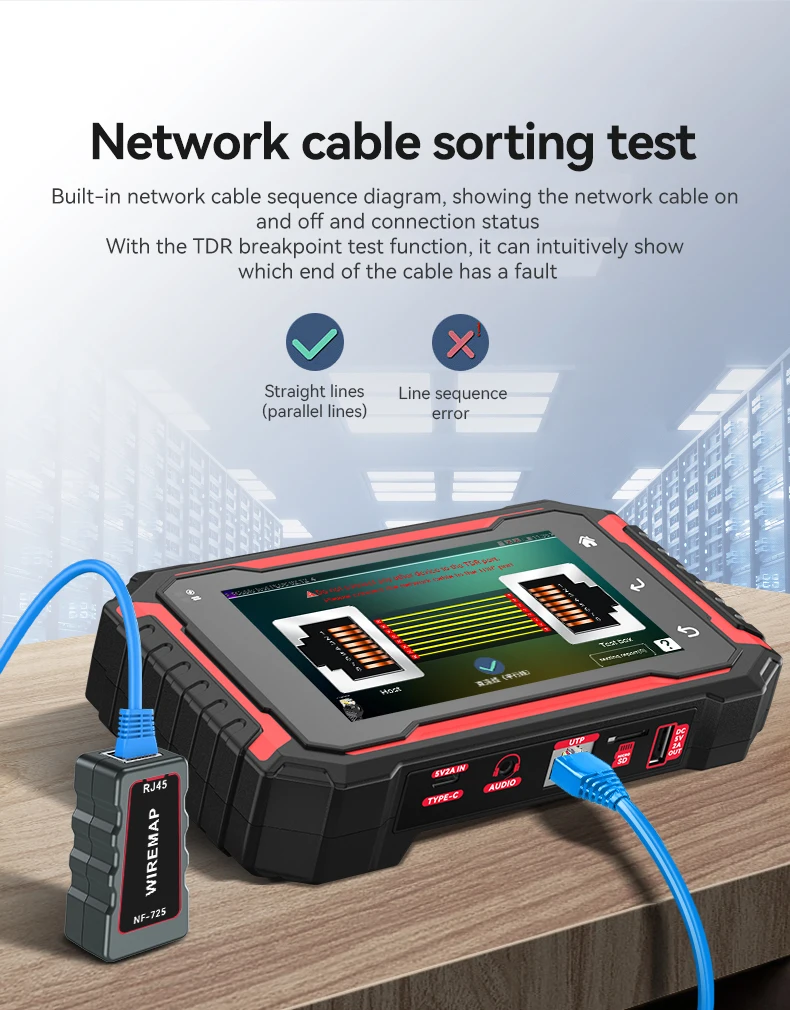 NOYAFA IPC725-1CCTV Netzwerkkabeltester mit HD-Touchscreen-Monitor für PoE, VFL, OPM, TDR, Pegelmessgerät, IP-Such- und Scanfunktion, Kabelverfolgung – Detail 10