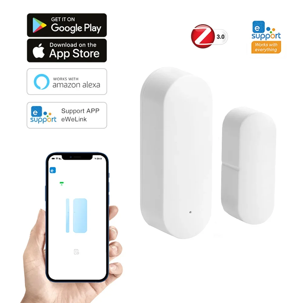 Zigbee/WIFI Smart Door Window Sensor Home Open Close Detector Anti-theft Door Contact Sensor for Tuya Alexa APP Remote Control