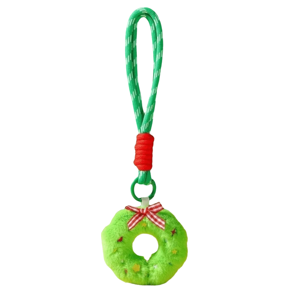 Fluzzy Polyester Christmas Keychain Woven Rope Cartoon Doll Key Pendant Santa Claus Tree Plush Keyring Backpack Hanging
