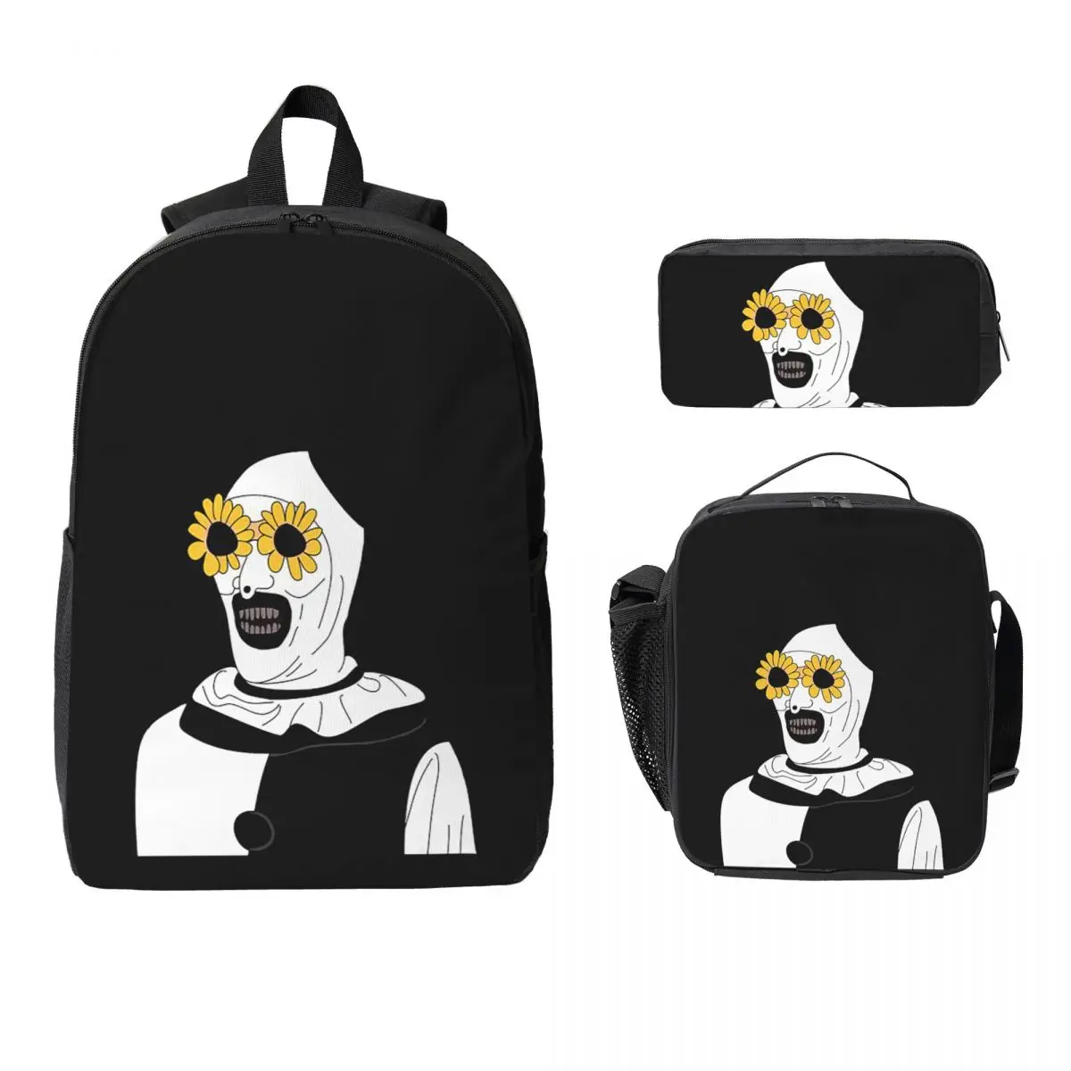 

Halloween Movie Terrifier Backpack Student Boys Girls BookBag School Bag Laptop Shoulder Bag 3ps Insulated Lunch Bag Pencil Case