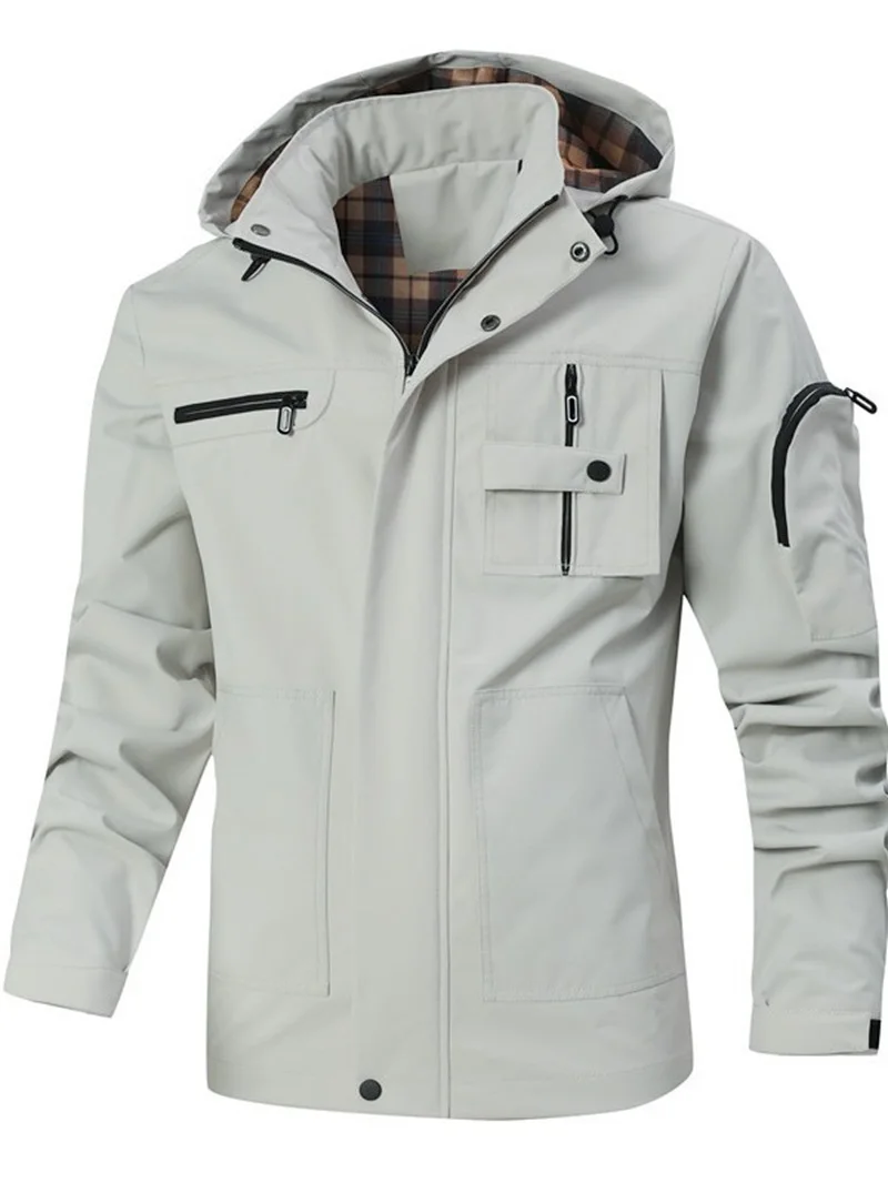 Fashion Men's Casual Windbreaker Jackets Hooded Jacket Man Waterproof Outdoor Soft Shell Winter Coat Clothing Warm Plus Size