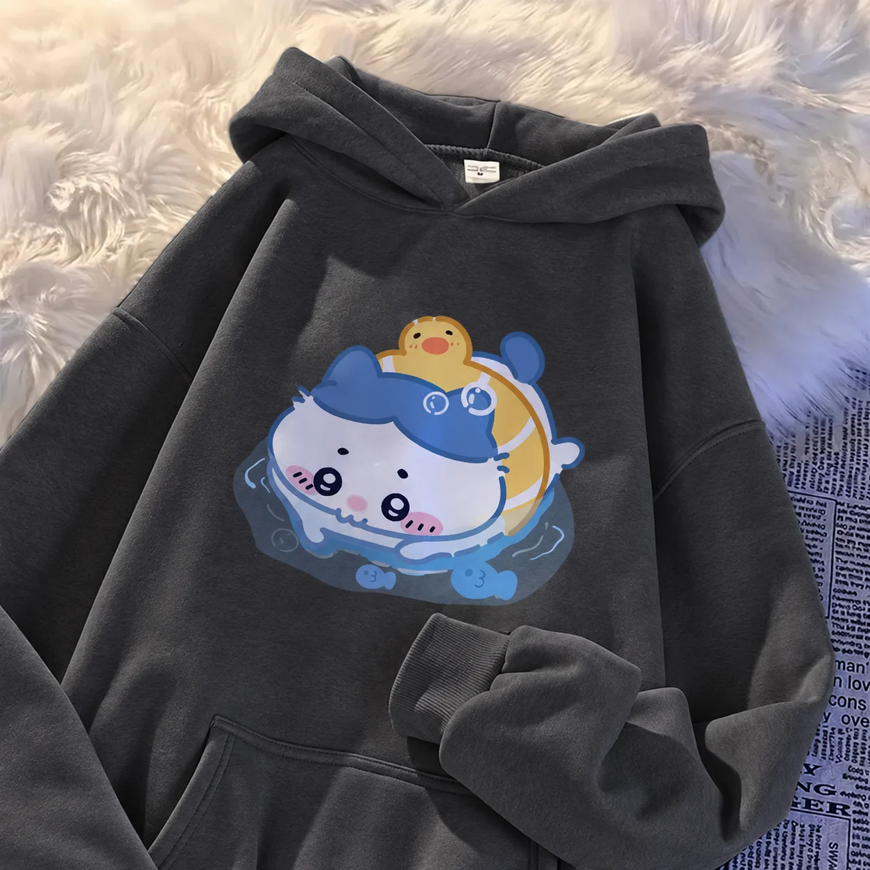 Chiikawa Cute Funny Kawaii Cartoon Japanese Trio Hoodie Men's Women's Retro Cool Graphic Print Oversized Pullover Sweatshirt