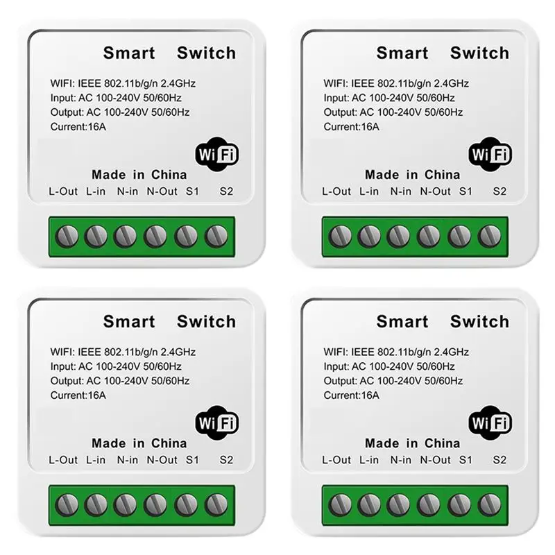 ABKQ-4X Tuya 16A MINI Wifi Switch DIY 1-Way Remote Control Timer Relay Automation For Smart Life Work