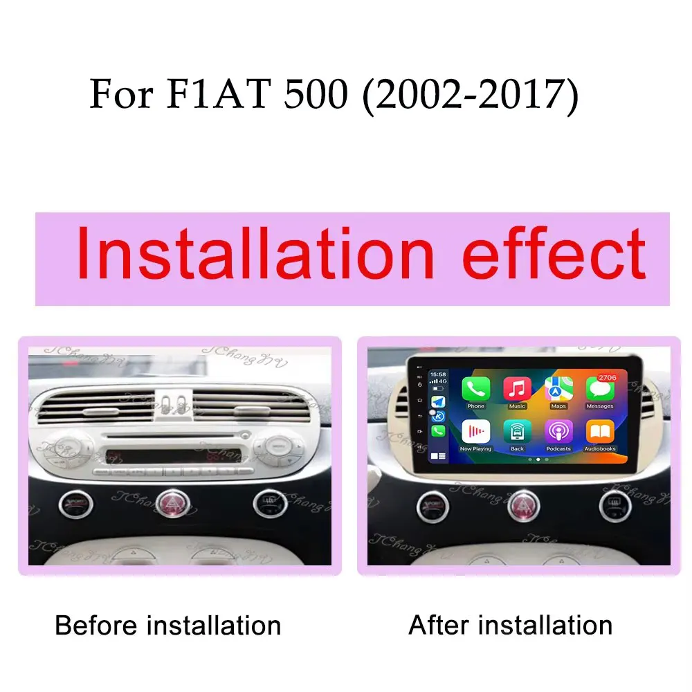 HD Screen for FlAT 500 2002 - 2017 CarPlay Android Auto Split Screen Car Radio Video Multimedia Player GPS Navi DSP Stereo BT