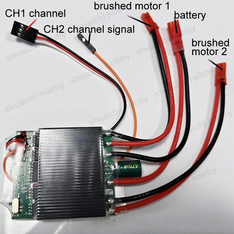 1 peça 6v-16.8v 25a canal duplo bidirecional escovado controle híbrido/independiente para barco diferencial de esteira rolante rc 370 motor
