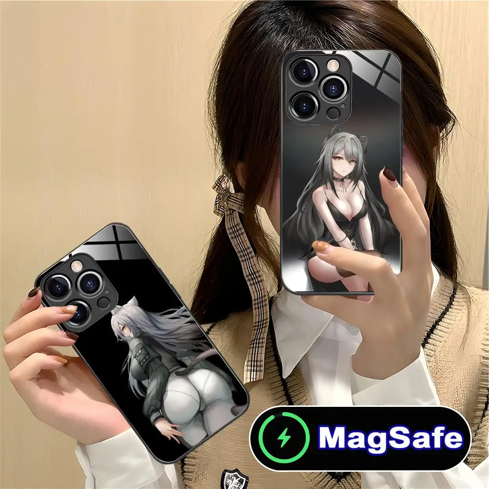 

Arknights Schwarz Mobile Phone Case for iPhone 16 15 14 13 12 11 Pro Max Plus Mini MagSafe Glass Colour Printing Luxury Cover