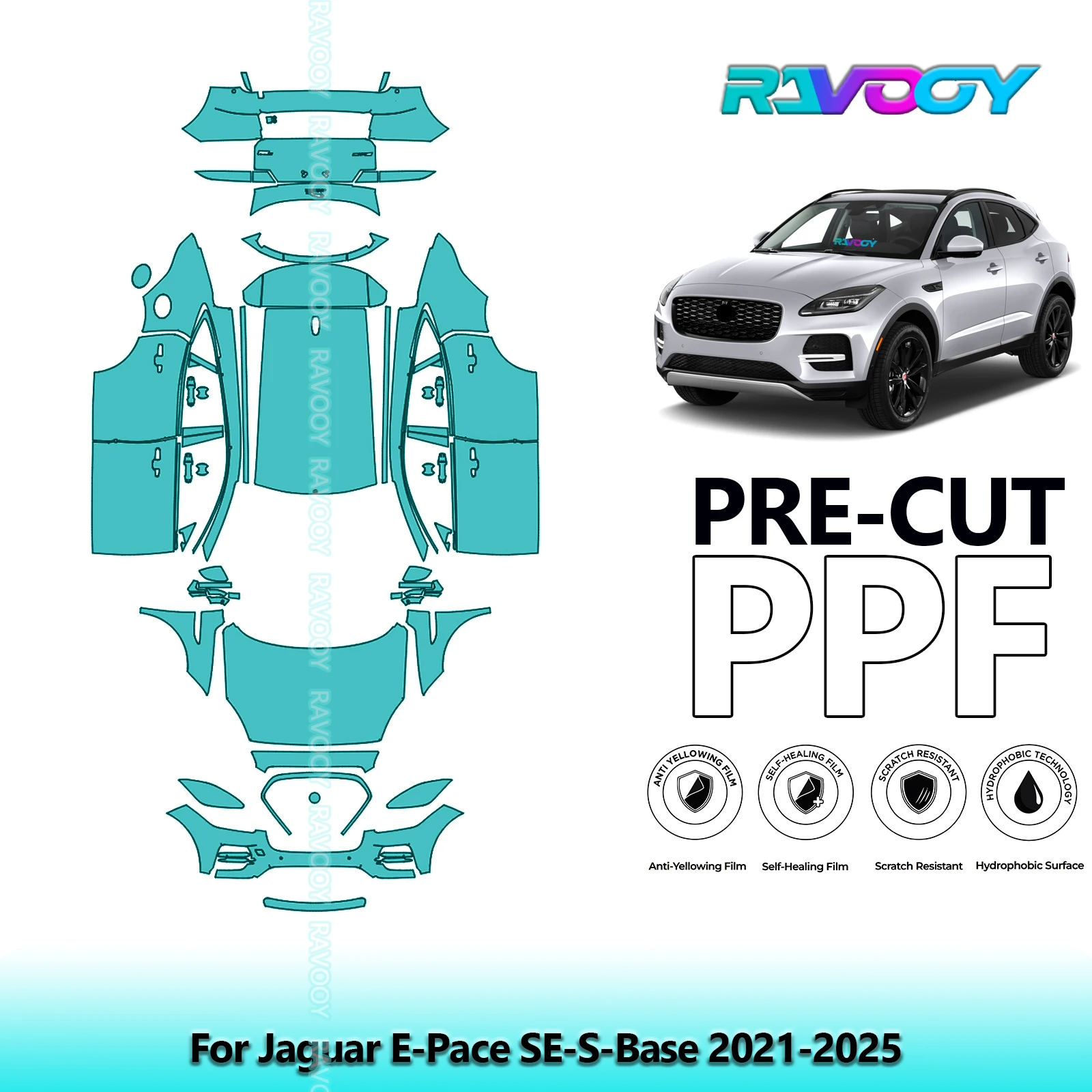 

8.5Mil Precut PPF Paint Protection Film Full Vehicle For Jaguar E-Pace SE-S-Base 2021-2025