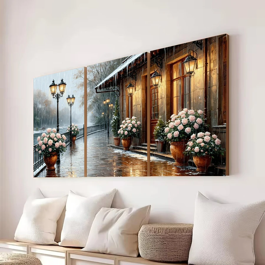 

Fullcang Winter Scenery House Flowers Diy Diamond Art For Adults Painting Triptych Full Mosaic Embroidery Picture 3Pcs/set