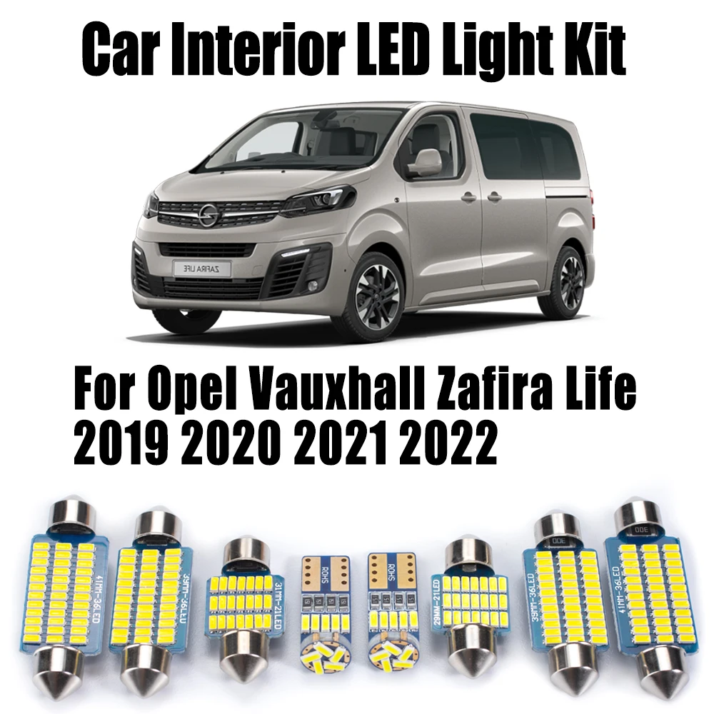 12Pcs LED Interior Reading Dome Trunk Bulbs Light Kit No Error For Opel Vauxhall Zafira Life 2019 2020 2021 2022 Car Accessories