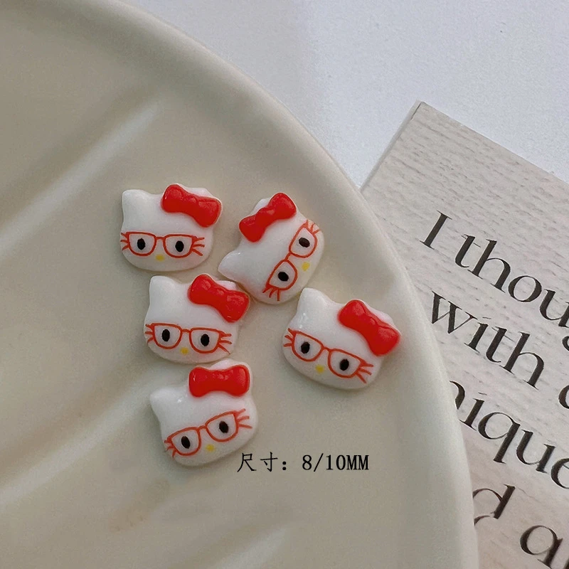 50 шт. очки в виде Hello Kitty 3D подвески для дизайна ногтей Kawaii мультфильм Hello Kitty подвеска из смолы Y2k украшения для маникюра аксессуары