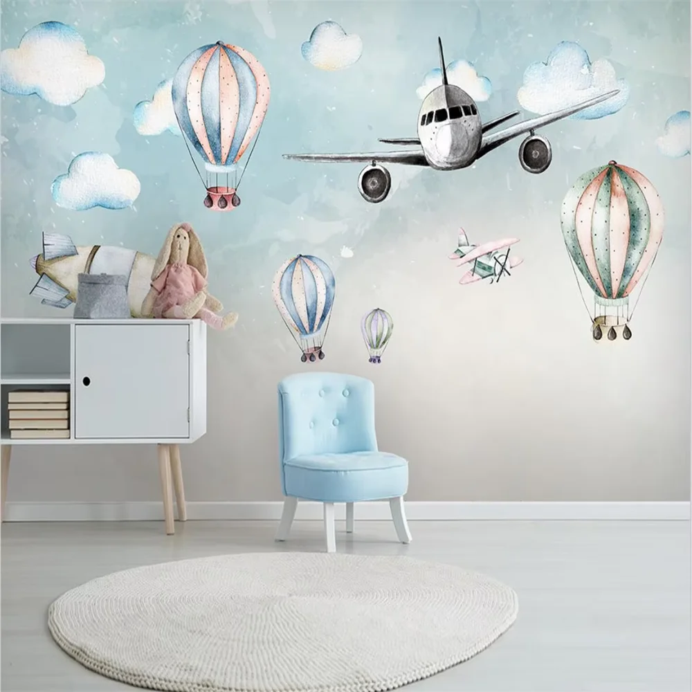 Simple cartoon starry sky wallpaper,planet space astronaut children's room mural boys' bedroom kindergarten 3d wallpaper