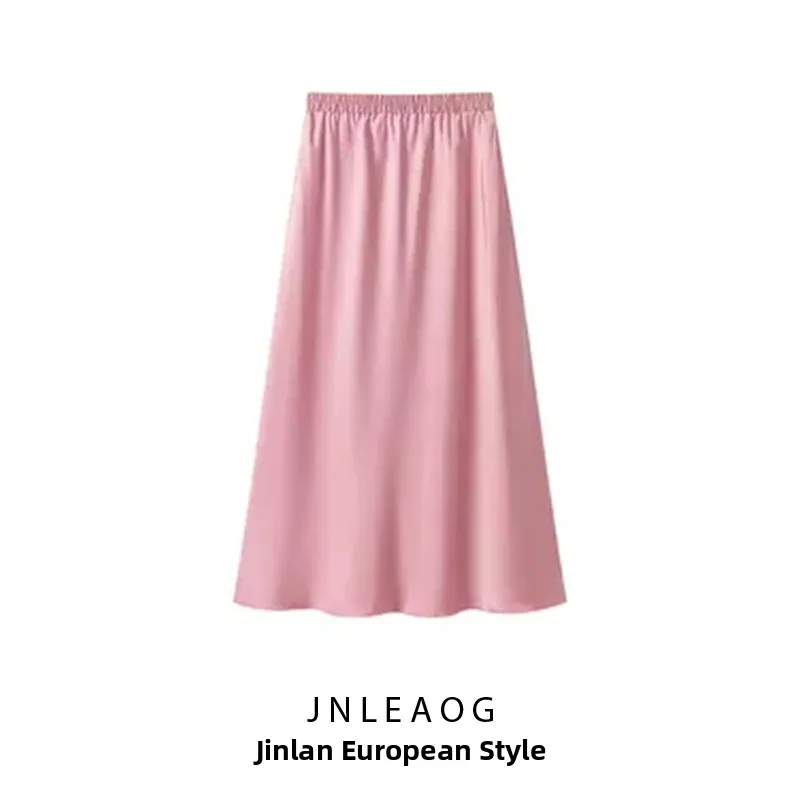 

JNLEAOG Юбка-миди с высокой талией Ele Faion Design Женская одежда Осенняя новая юбка трапециевидной формы из полиэфирной ткани Busin...