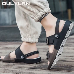 Summer Shoes Men's Thick Sole Slippers Outdoor Men's Beach Sandals Fashion Hollow Breathable Comfortable Shoes Large size 40 45