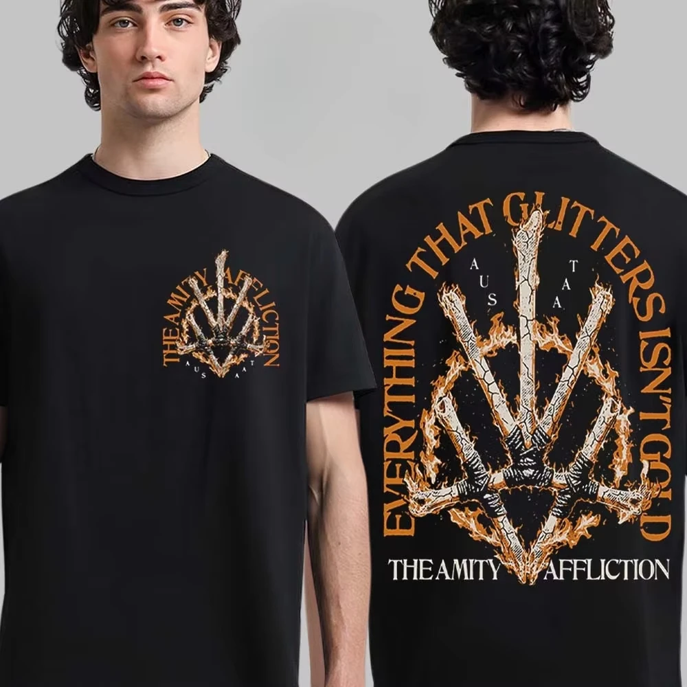 The Amity Affliction House of Cards Graphic Tee Spiked Mask Metalcore Streetwear Casual Unisex