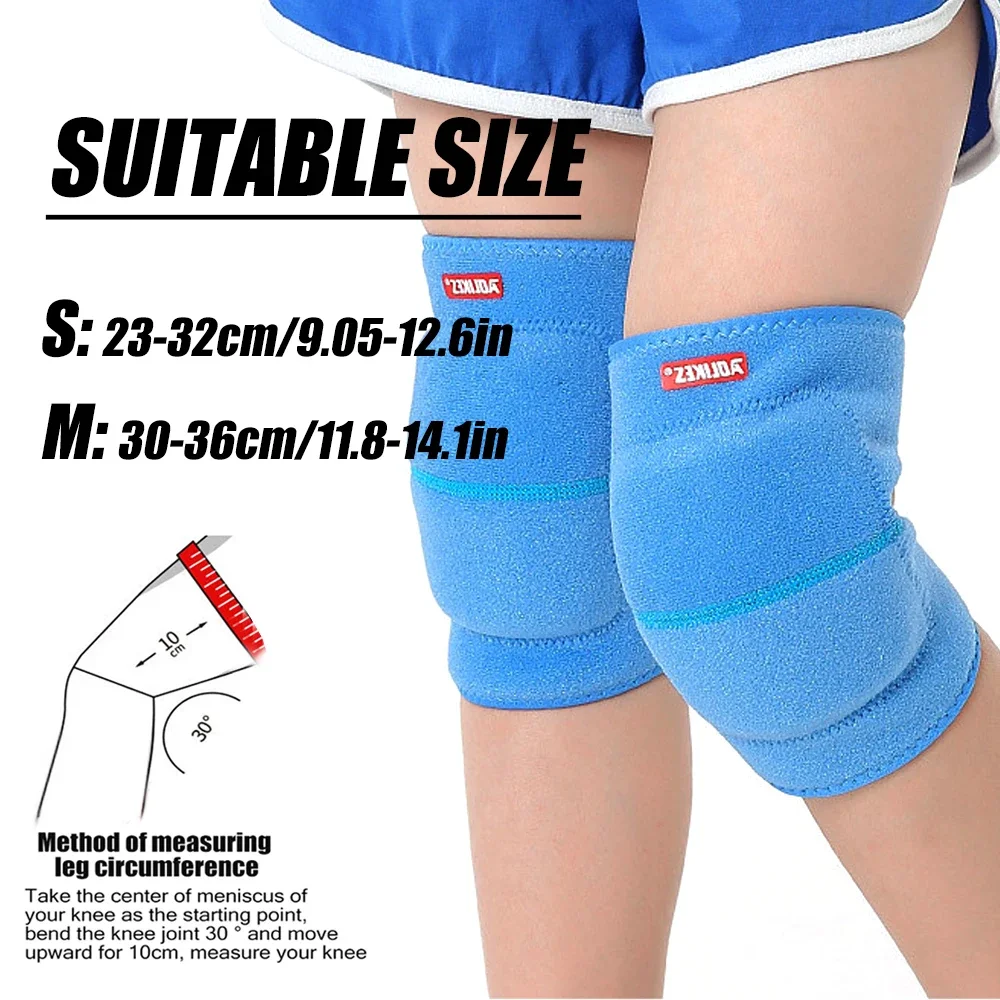 1Pair Kids Knee Pad, Anti-Slip Padded Sponge Knee Brace Breathable Flexible Elastic Knee Support for Football Volleyball Skating