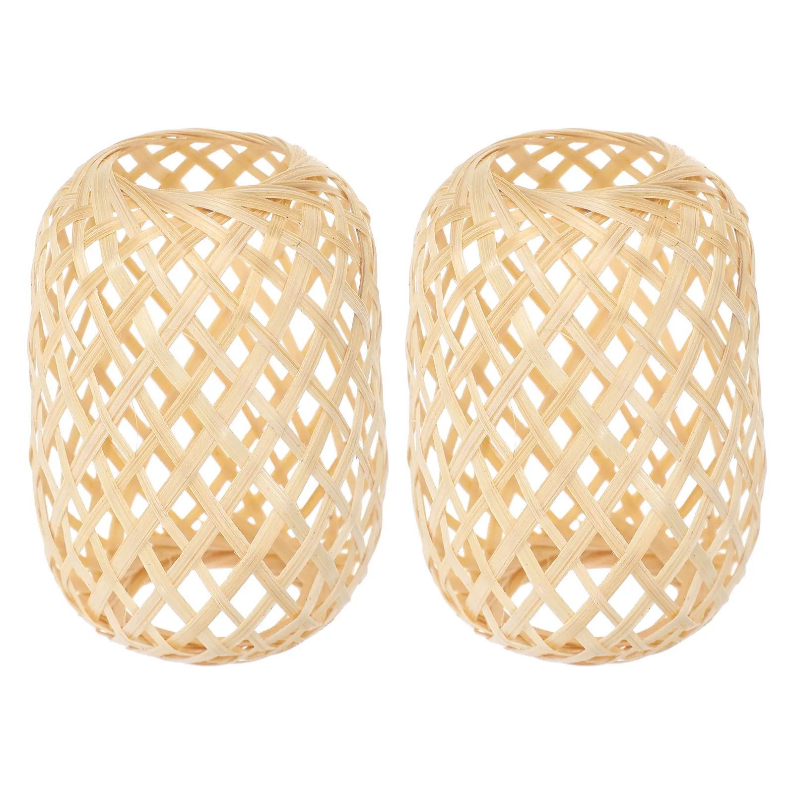 

2pcs Mini Bamboo Lampshade Woven Ceiling Light Chandelier Shade Handheld Lantern Floor Pendant Light Soft Glow Portable