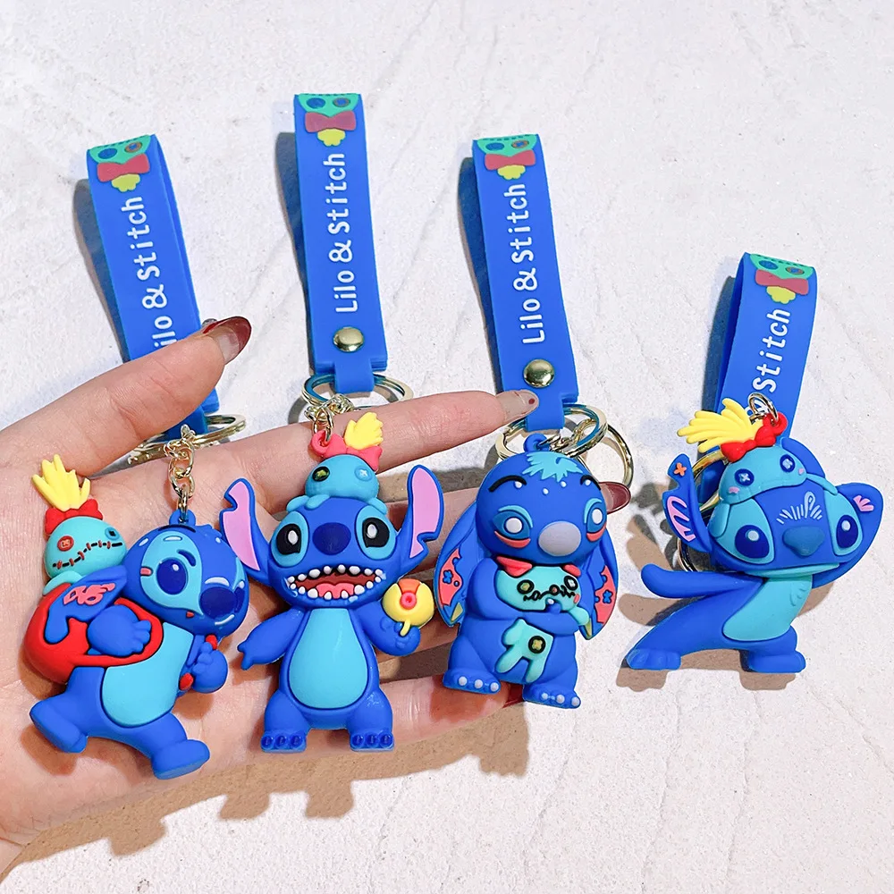 Dress up Stitch keychain soft plastic figurine PVC car keychain pendant doll machine gift