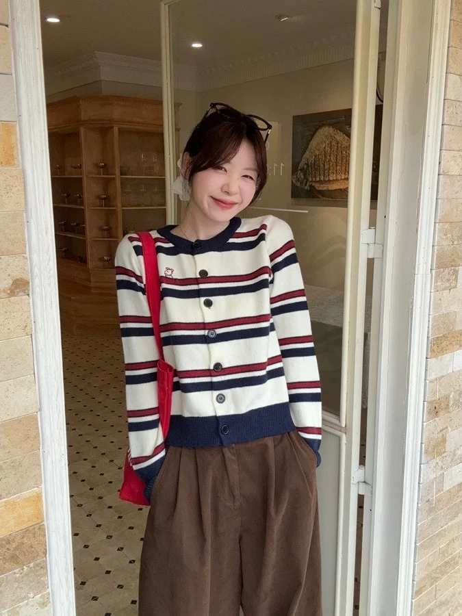 

plus Size Knitwear Long Sleeve Striped Color Block Versatile Design Autumn Winter New Style Slimming Effect Commute Style Wom...