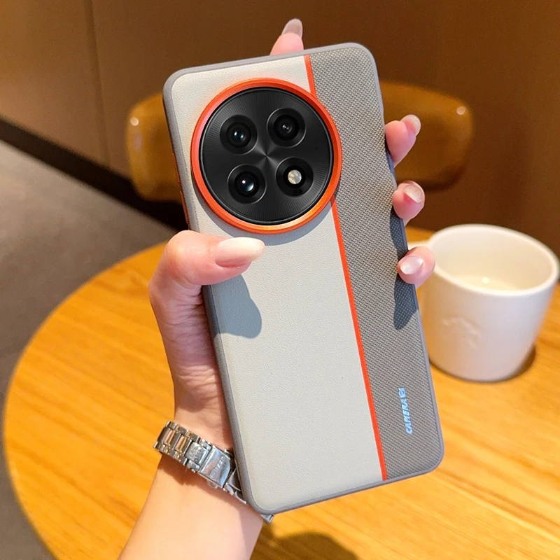 เคสสำหรับ OnePlus 13 รุ่น ELVEV หรูหรา ดีไซน์สีตัดกัน หนัง PU บางเฉียบ ป้องกันแรงกระแทก ฝาหลัง чехол для oneplus 13