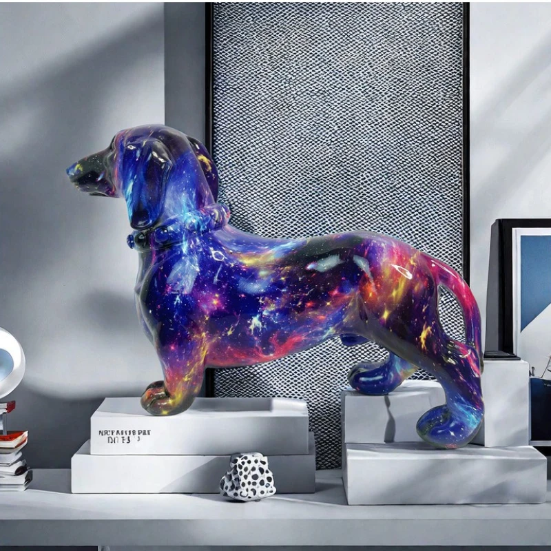 

European colorful desktop dachshund creative resin handicrafts home ornaments