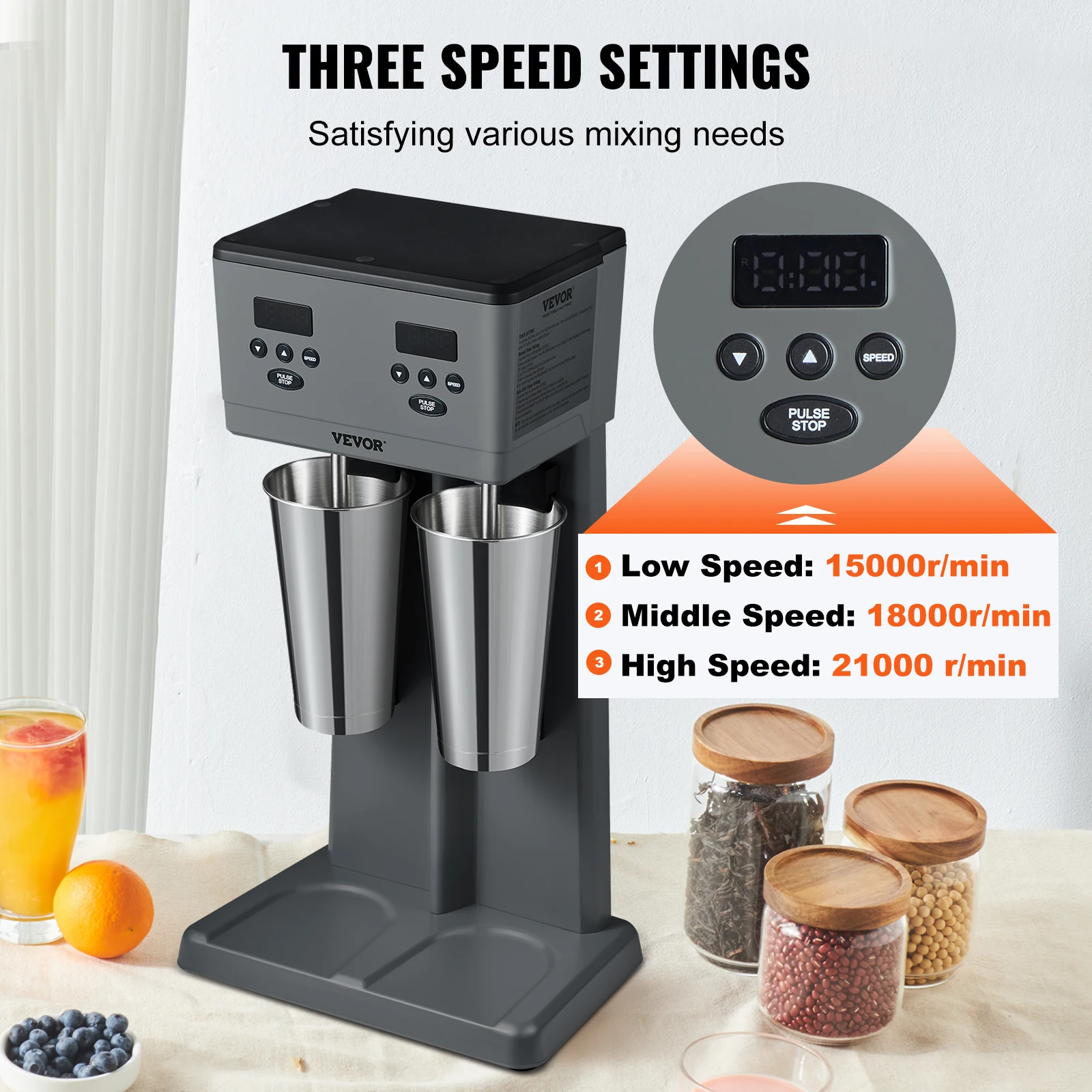 VEVOR ميلك شيك 375 واط × 2 صانع آلة ميلك شيك الكهربائية التجارية مزدوجة رؤساء خلاط مشروبات خلاط