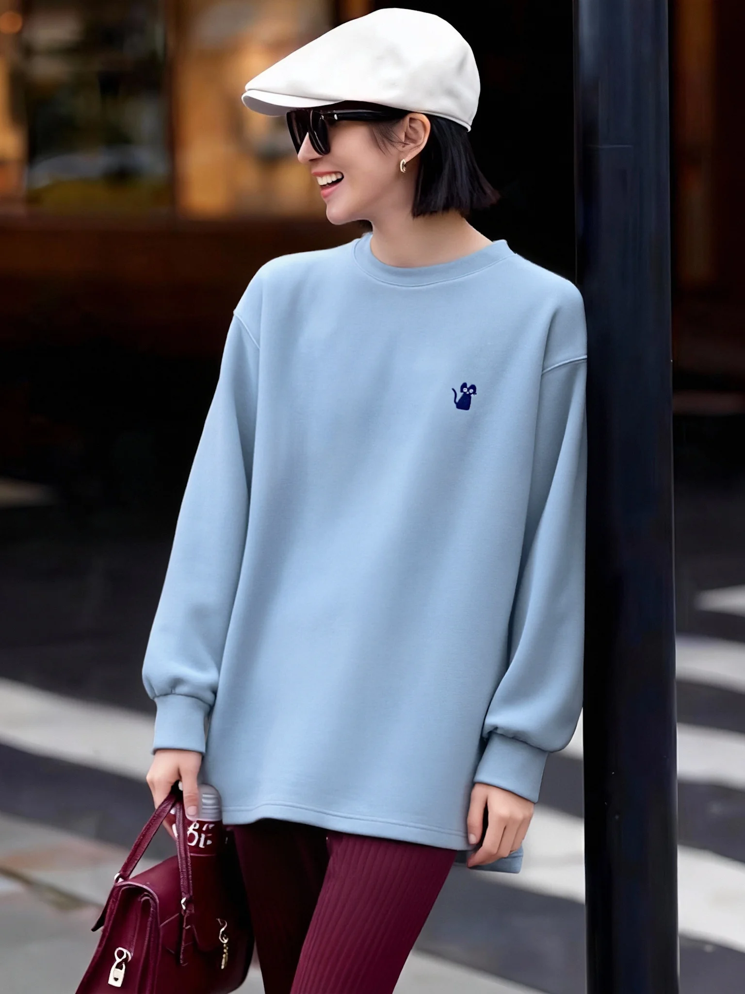 

Женская толстовка с капюшоном Long Sve, модный свободный дизайн, цветной антивозрастной топ средней длины, модный зимний наряд, корейский сле