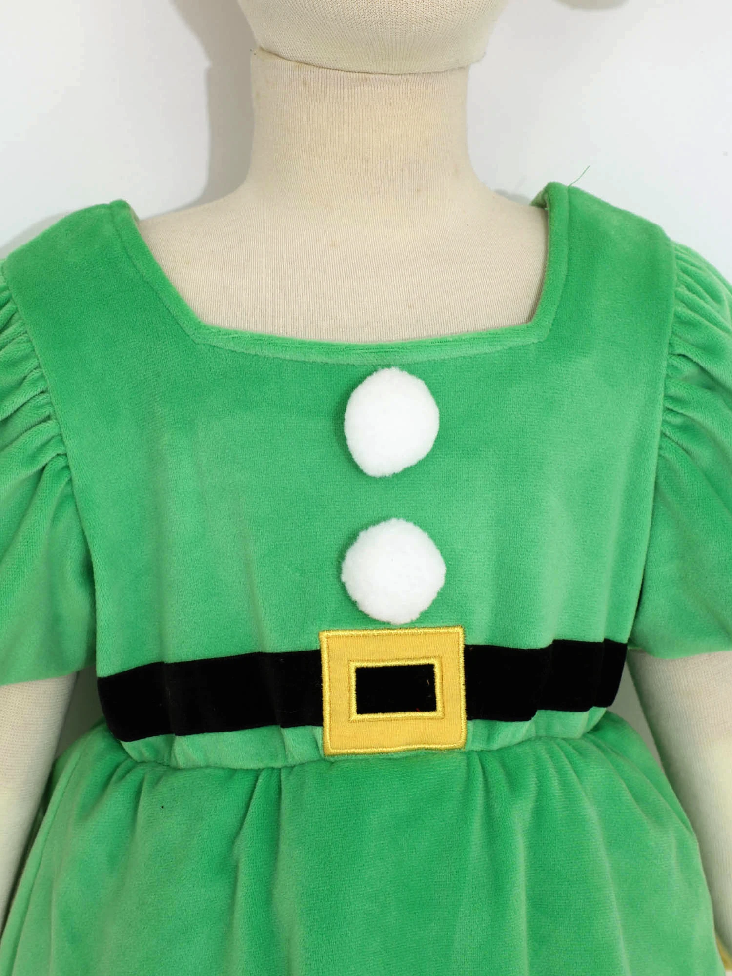 أطفال بنات فستان حفلة عيد الميلاد عيد الميلاد الجنية قزم سانتا مساعد تأثيري أداء زي منتفخ كم قصير شبكة توتو مع قبعة