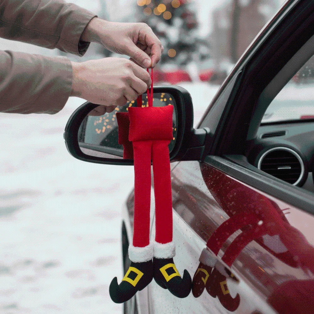 Stuffed Christmas Elf Legs Bright Striped Soft Fabric Santa Claus Legs Festive Colors Funny Design Car Hanging Ornament