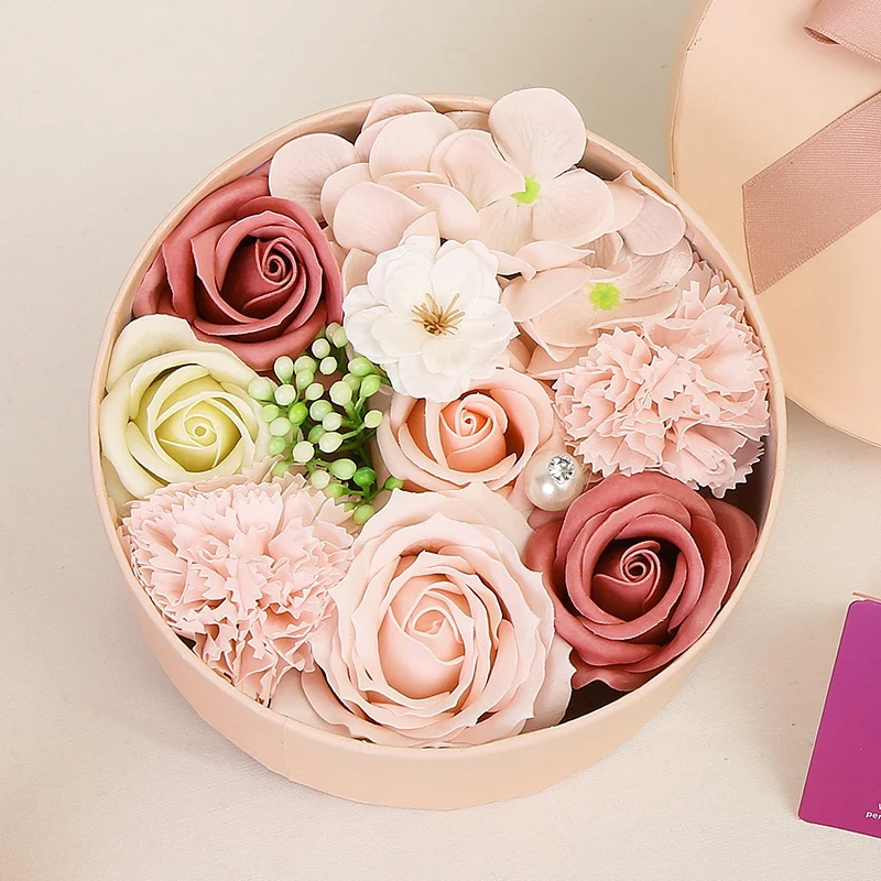 Carnation Soap Flower Soap Flower Small Round Box Soap Flower In Gift Box,Gift For Valentine's Day/Mother's Day Etc