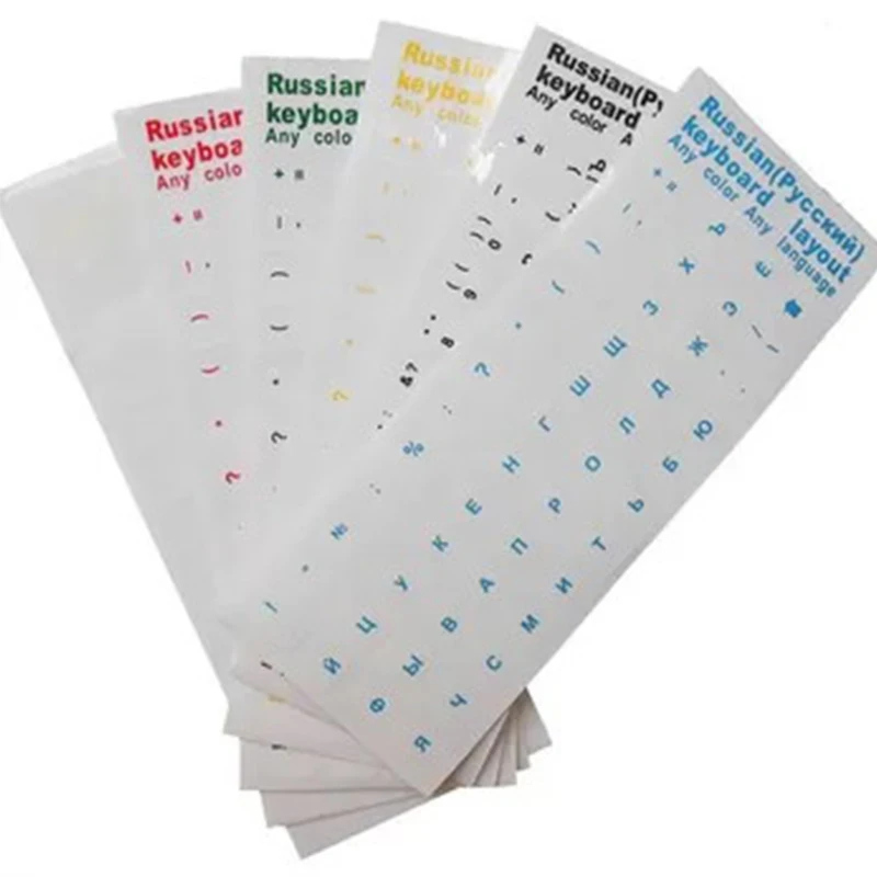 1PCMulticolour Russische Transparente Tastatur Aufkleber Sprache Alphabet Schwarz Weiß Label Für Computer PC Staub Schutz Laptop