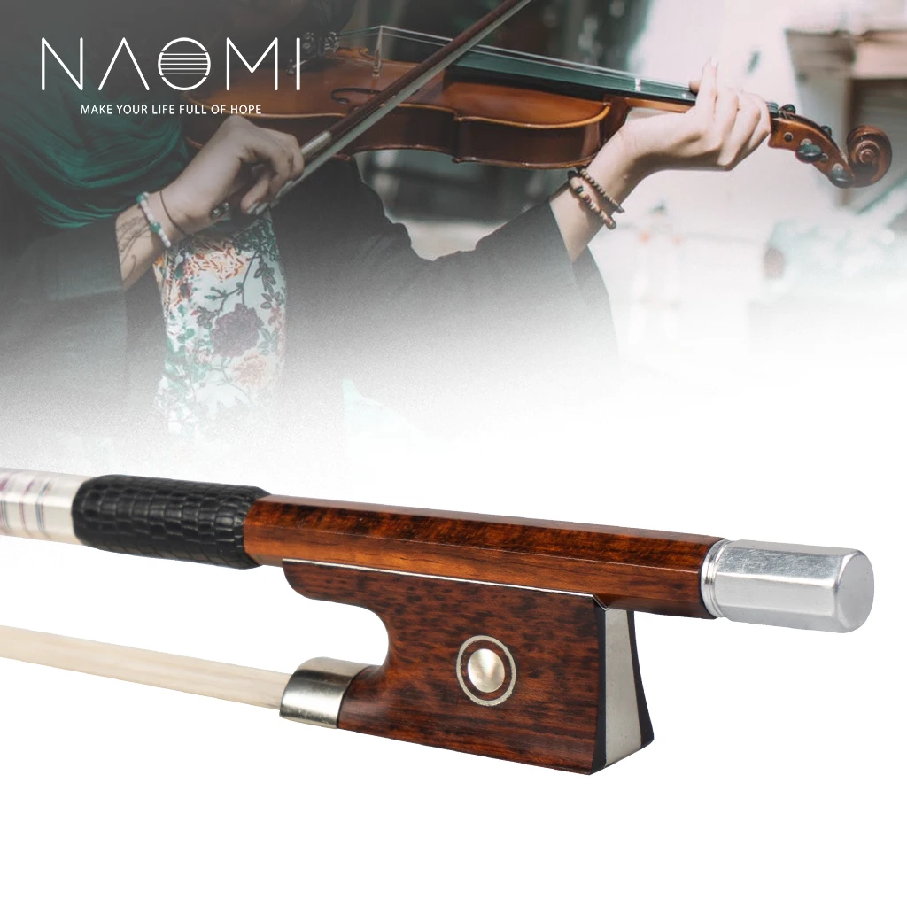 

NAOMI Selected Snakewood Violin Bow 4/4 Fiddle Bow With Paris Eye Snakewood Frog Carved Craft Silver Accessories