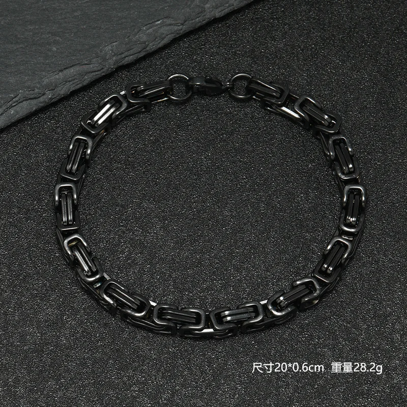 Punk-Armband aus schwarzem Edelstahl für Männer und Frauen, gedrehte Seilgliederkette, klassisches Armband, Schmuckzubehör