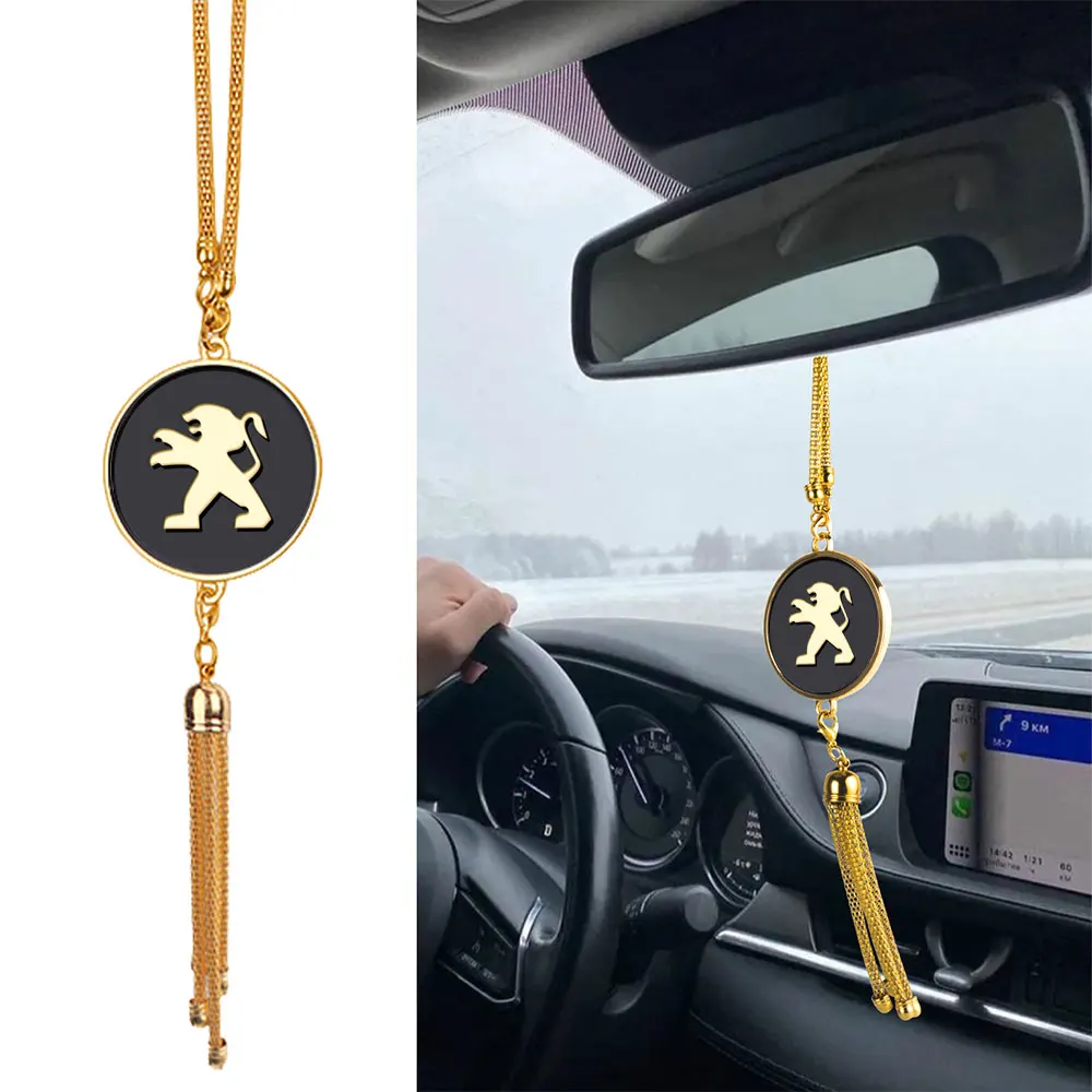 3D Metal Car Emblem Rearview Mirror Pendant Interior Decoration for Peugeot 207 208 306 307 106 107 108 2008 308 406 407 408 508