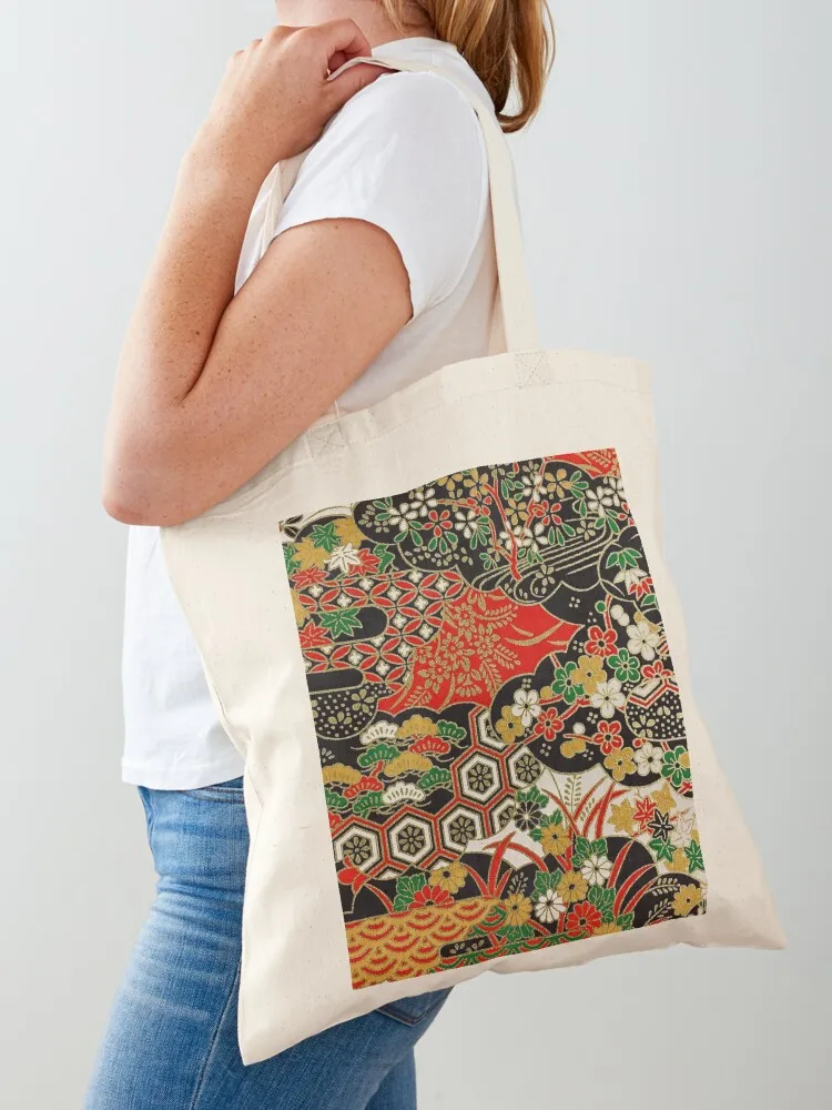 

Traditional Japanese Pattern Tote Bag Large bags for women cute pouch bag Customizable tote bag