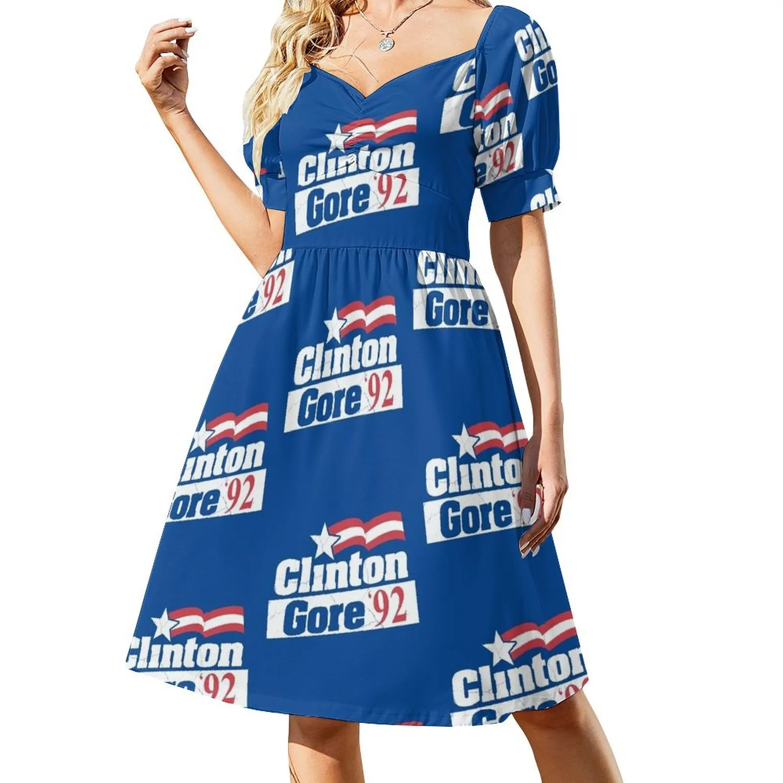 

Clinton Gore 92 Short-Sleeved Dress Long dresses luxury women's party dress evening prom