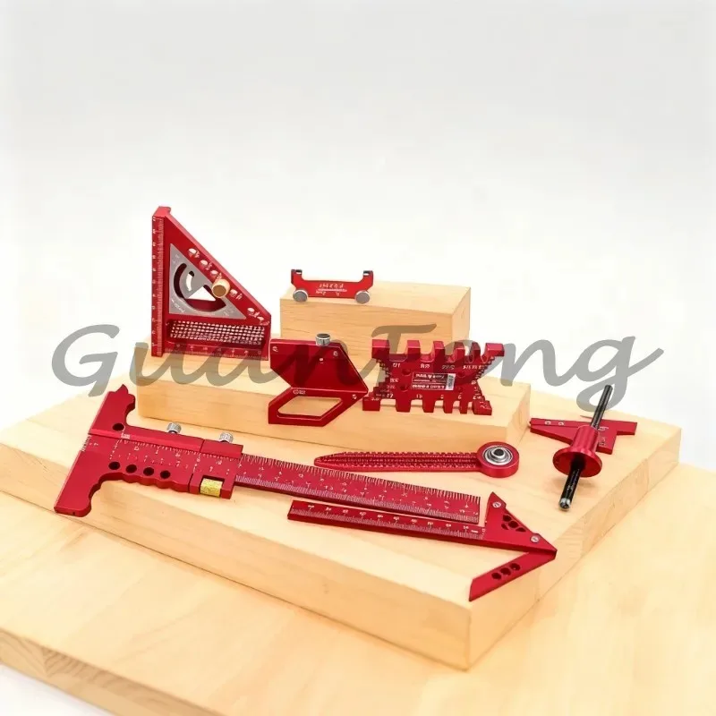 Woodworking Measuring‑Layout Tool Kit With Storage Box, Splicing Positioning Auxiliary Set Wood Project Marking & Board Splicing