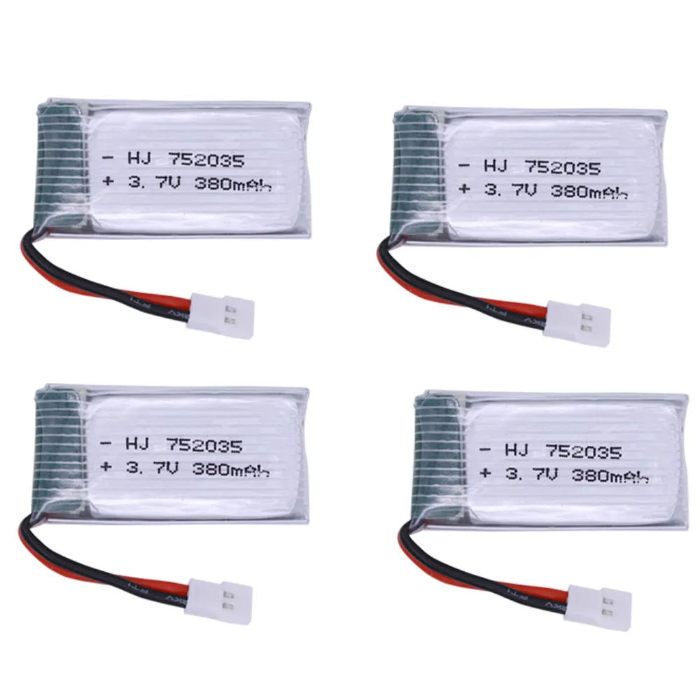 Lipo Battery 3.7V 380mAh Spare Replacement For Hubsan X4 H107 H107L H107D JD385 JD388 RC Aircraft Multi-Rotors 5pcs 752035