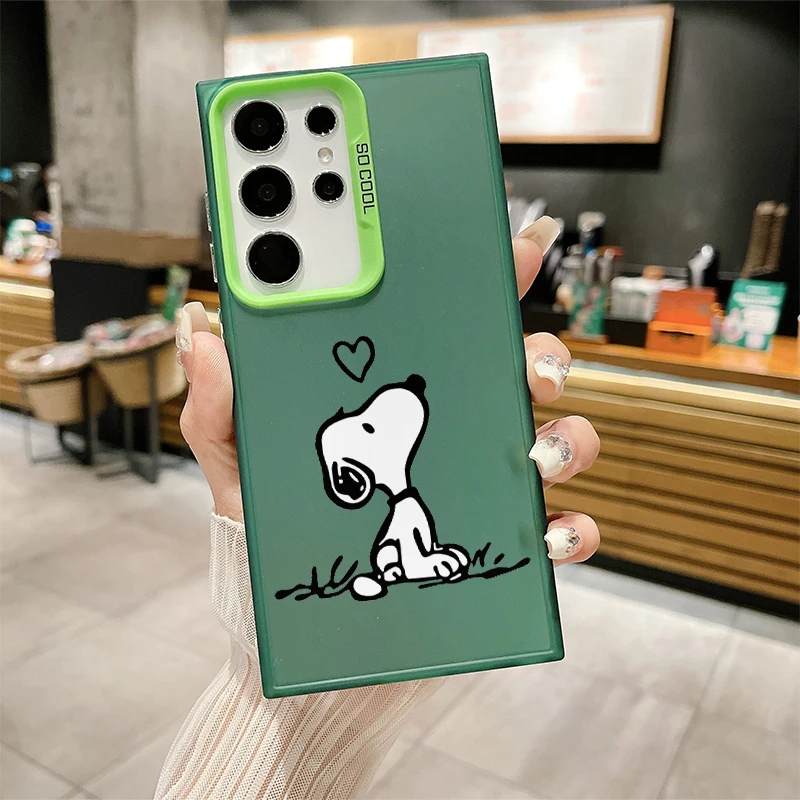 Snoopy Cute Cartoon Logo Fall Shockproof Case For Samsung Galaxy S24 S23 Ultra S22 S21 S20 Plus FE Note 20 Cover WK285