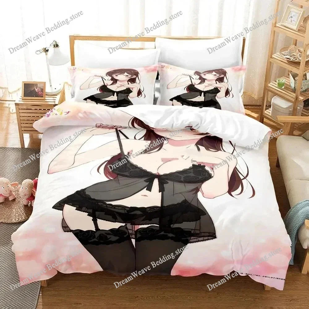 

Home Textile Cartoons Rent-A-Girlfriend Chizuru Cover Duvet Cover Pillow Case Boy Polyester Bedding Set King Queen Twin Size9639