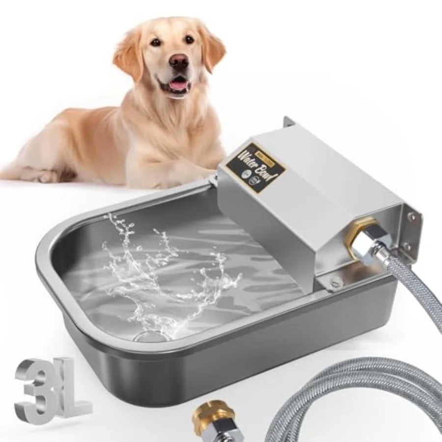 

Automatic Water Dispenser for Dogs, Patented 3L Outdoor Dog Drinking Water Bowl, Stainless Steel Waterer Feeder Suitable for Ch