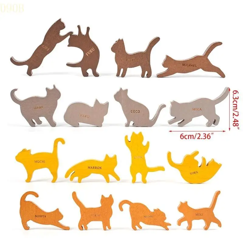 090B Wooden Balance for Cat Stacking Block Sorting Toy Fine Motor Skill Training Toy Parent-Child Interactive Activity for Ki