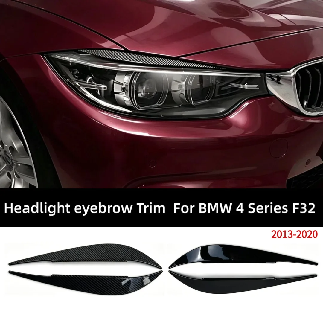 For BMW 4 Series F32 F33 2013-2020 Front Headlight Eyebrow Eyelid Trim Car Styling Glossy Black Tuning Accessories Exterior Part