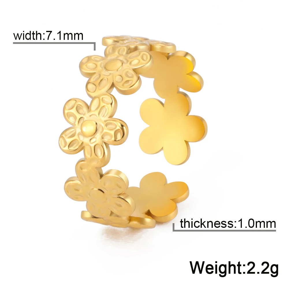 Edelstahl Offene Ringe für Frauen Geometrisches Herz Weizenähren Verstellbarer Fingerring Modeschmuck Geburtstagsgeschenk Großhandel – Detail 2